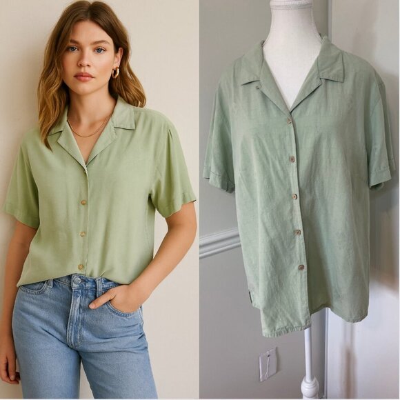 Vintage IL MIGLIORE Embossed Silk Button Down Blouse - Picture 1 of 13